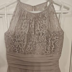 Jasmine Lace Halter Dress in Taupe